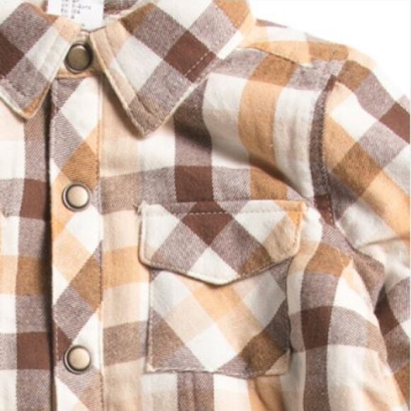 NWT MAX STUDIO Boys 3pc Plaid Shacket Top and Corduroy Pants Set - Picture 3 of 5